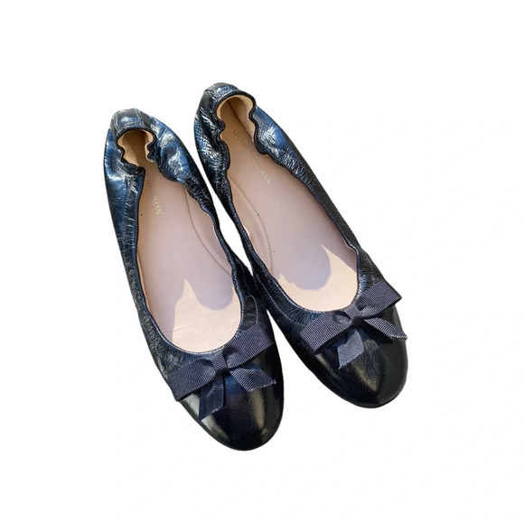 Stuart Weitzman Shoes - Stuart Weitzman Raven Flats bow black patton leather size 7.5